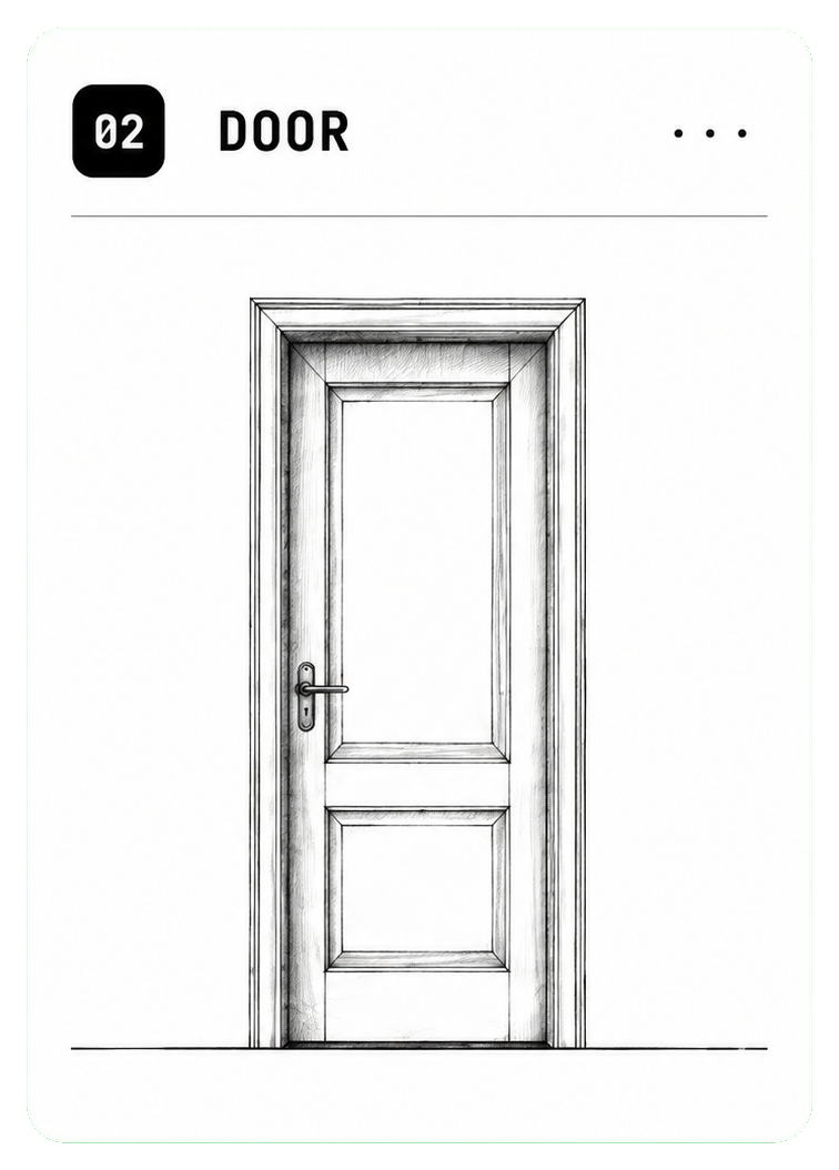 Carta desenhada com uma porta fechada